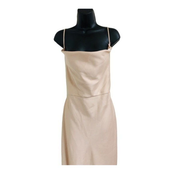 Taylor champagne light pink spaghetti strap cowlneck silk look maxi gown size 16 - Picture 13 of 13